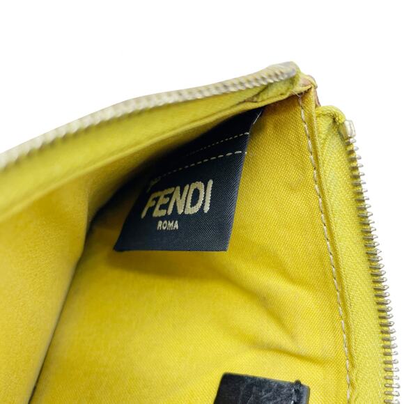 🔴 Fendi Zip Card Holder Wallet - Yellow Patchwork Leather - Picture 8 of 9